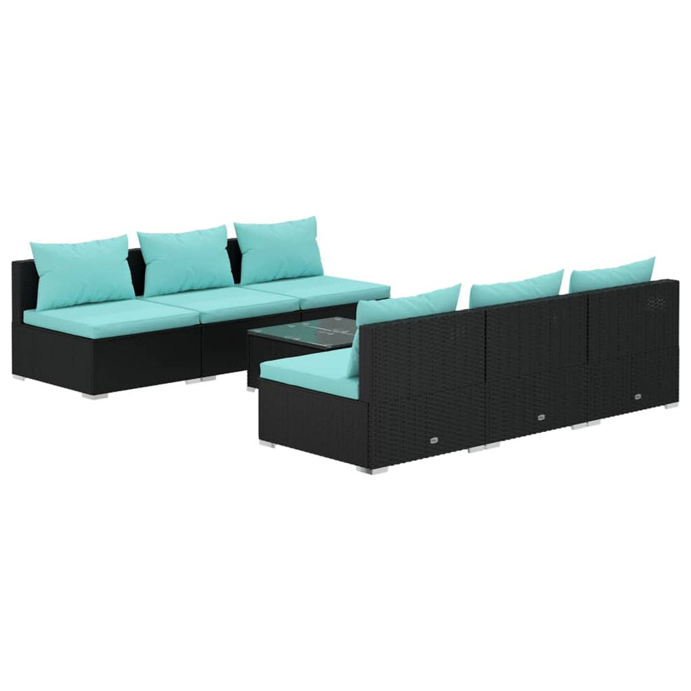 vidaXL Ensemble de salon de jardin 7 pcs avec coussins résine tressée noir