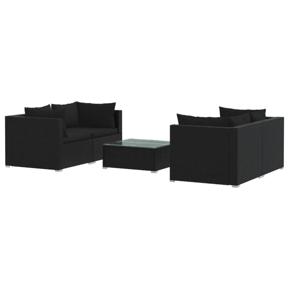 vidaXL Salon de jardin 5 pcs avec coussins résine tressée noir
