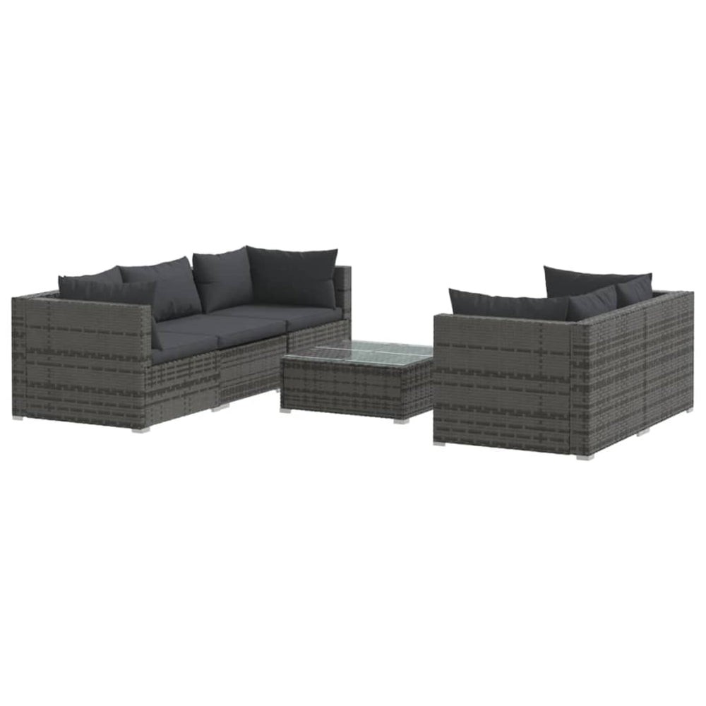 vidaXL Salon de jardin 6 pcs avec coussins résine tressée gris