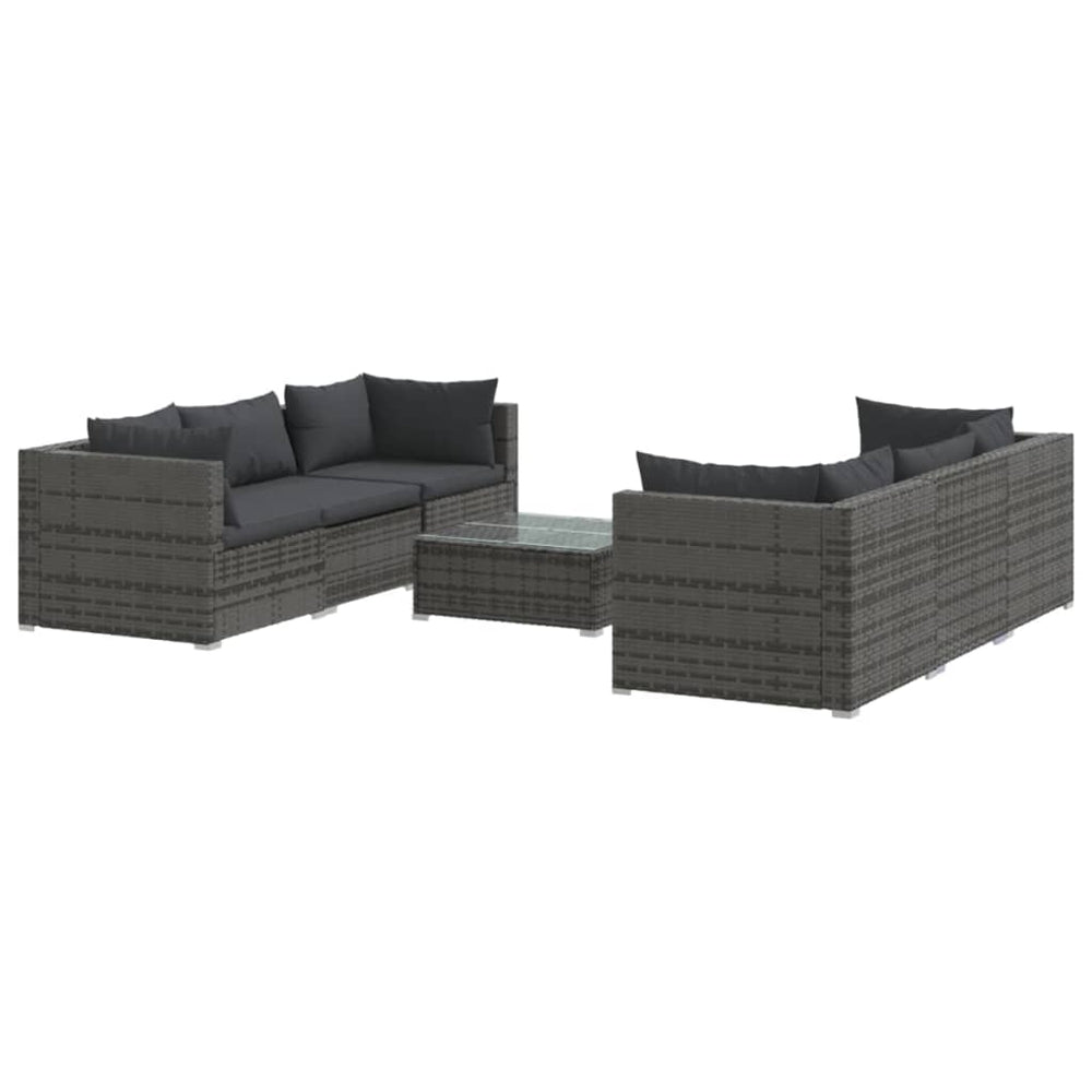 vidaXL Salon de jardin 7 pcs avec coussins résine tressée gris