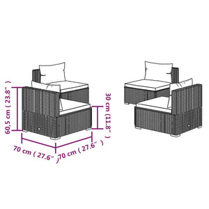 4-tlg. Garten-Lounge-Set mit Auflagen Poly Rattan Schwarz