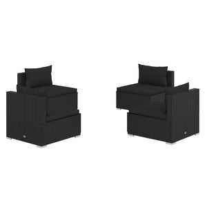 4-tlg. Garten-Lounge-Set mit Auflagen Poly Rattan Schwarz