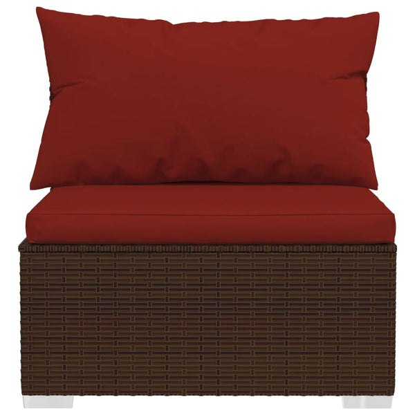 8-tlg. Garten-Lounge-Set mit Kissen Poly Rattan Braun