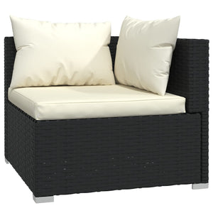12-tlg. Garten-Lounge-Set mit Kissen Poly Rattan Schwarz