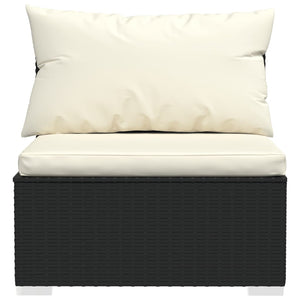 12-tlg. Garten-Lounge-Set mit Kissen Poly Rattan Schwarz