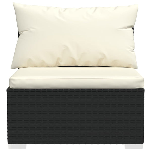 12-tlg. Garten-Lounge-Set mit Kissen Poly Rattan Schwarz