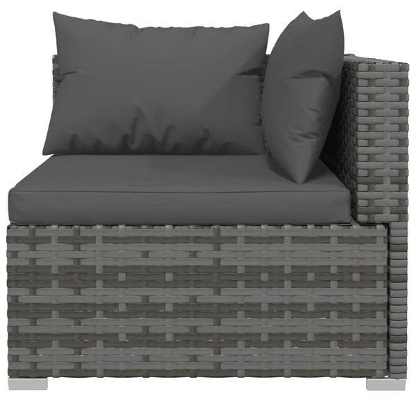 12-tlg. Garten-Lounge-Set mit Kissen Poly Rattan Grau