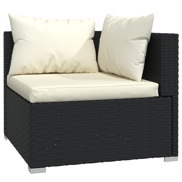 13-tlg. Garten-Lounge-Set mit Kissen Poly Rattan Schwarz