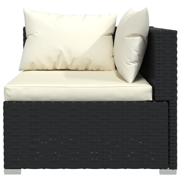 13-tlg. Garten-Lounge-Set mit Kissen Poly Rattan Schwarz