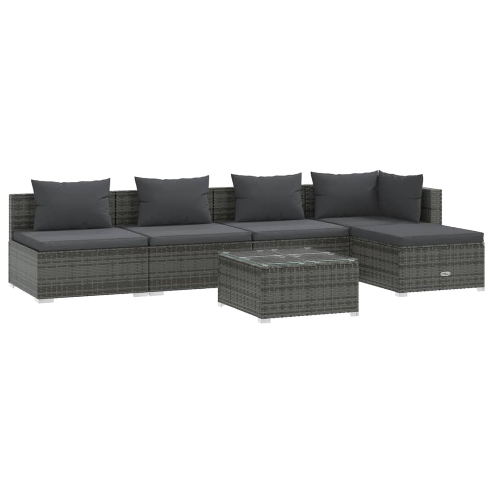 vidaXL Salon de jardin 6 pcs avec coussins résine tressée gris
