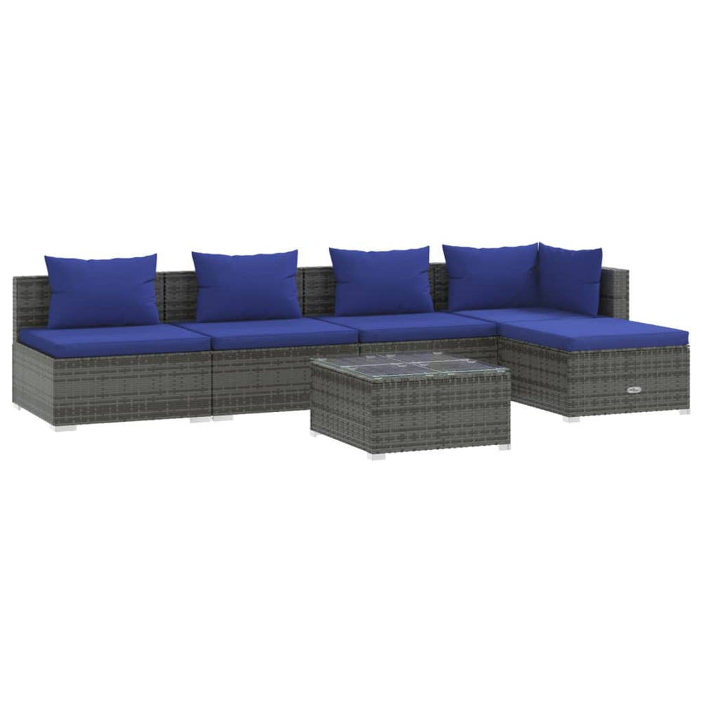 vidaXL Salon de jardin 6 pcs avec coussins résine tressée gris