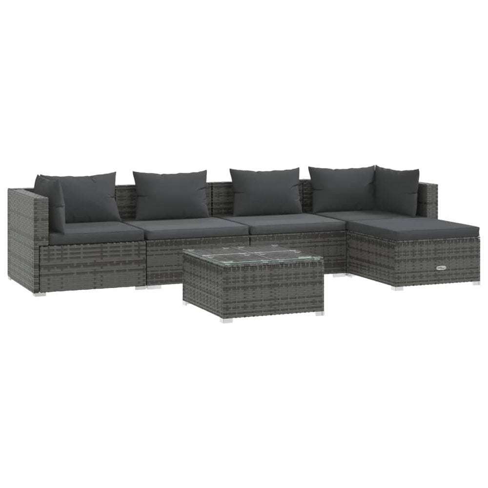 vidaXL Salon de jardin 6 pcs avec coussins résine tressée gris