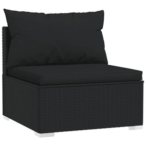 4-tlg. Garten-Lounge-Set mit Kissen Poly Rattan Schwarz