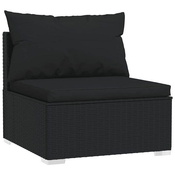4-tlg. Garten-Lounge-Set mit Kissen Poly Rattan Schwarz