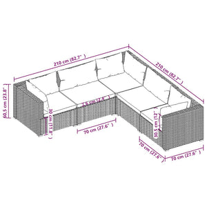 5-tlg. Garten-Lounge-Set mit Kissen Poly Rattan Schwarz