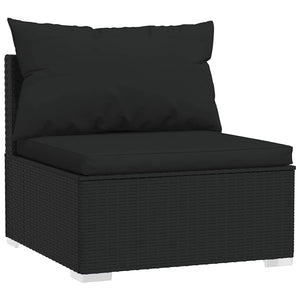 5-tlg. Garten-Lounge-Set mit Kissen Poly Rattan Schwarz
