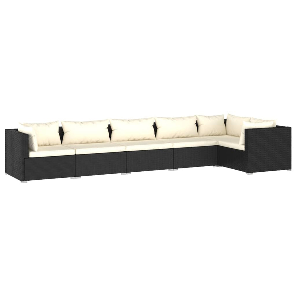 vidaXL Salon de jardin 6 pcs avec coussins résine tressée noir