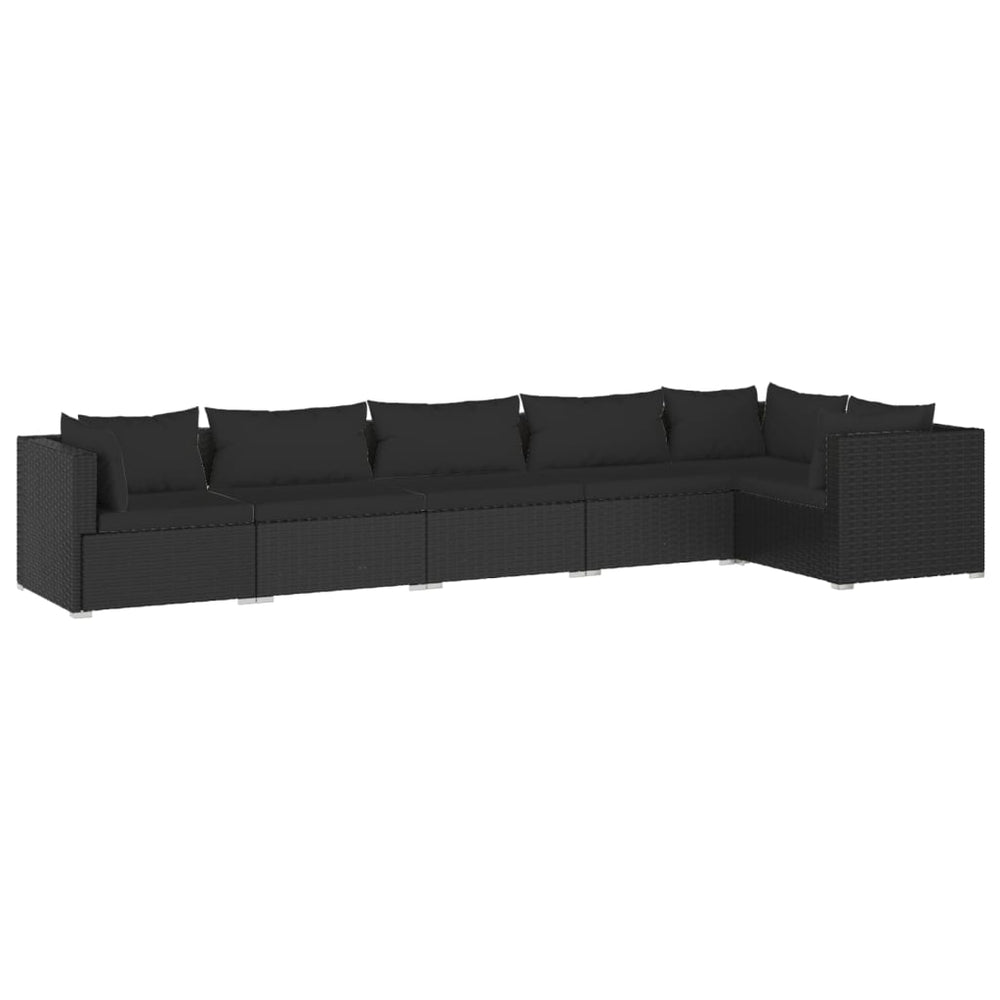 vidaXL Salon de jardin 6 pcs avec coussins résine tressée noir