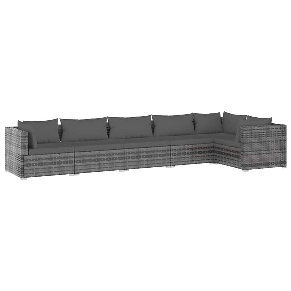 vidaXL Salon de jardin 6 pcs avec coussins résine tressée gris
