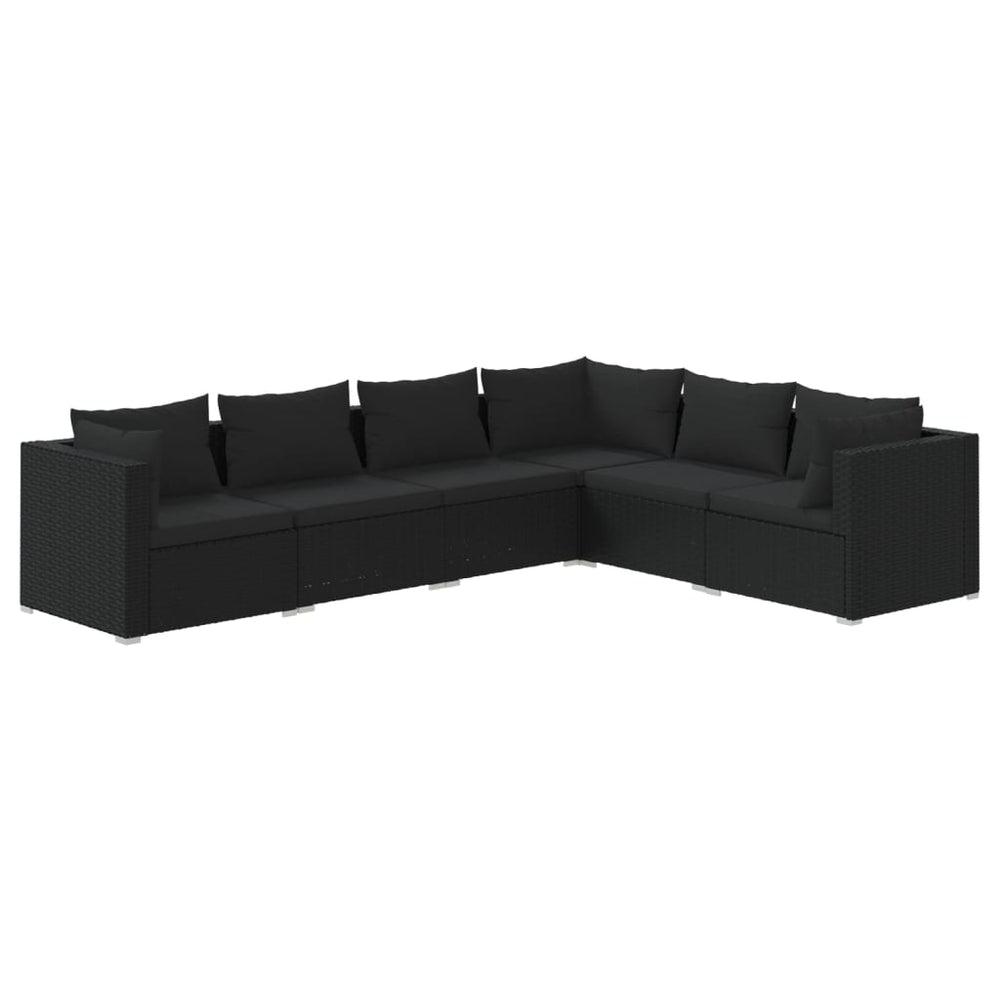 vidaXL Salon de jardin 6 pcs avec coussins résine tressée noir