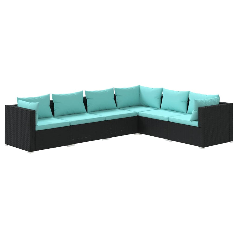 vidaXL Salon de jardin 6 pcs avec coussins résine tressée noir