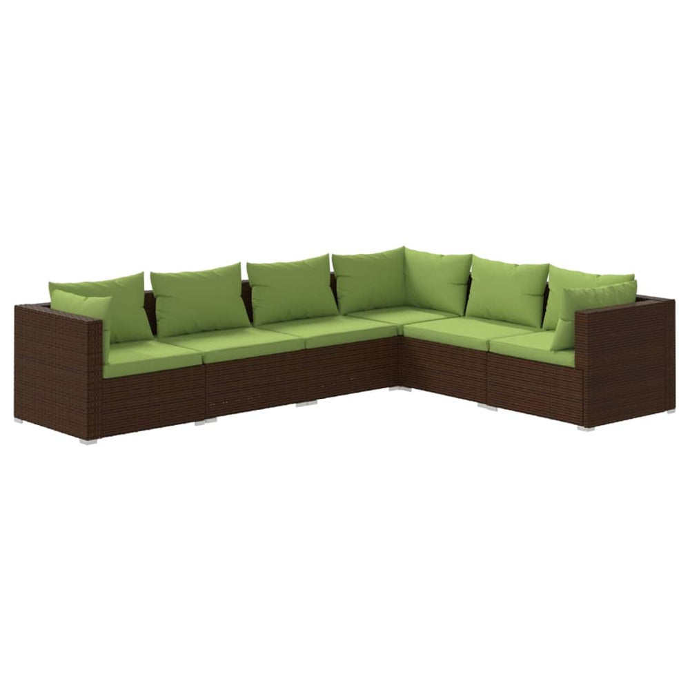 vidaXL Salon de jardin 6 pcs avec coussins résine tressée Marron