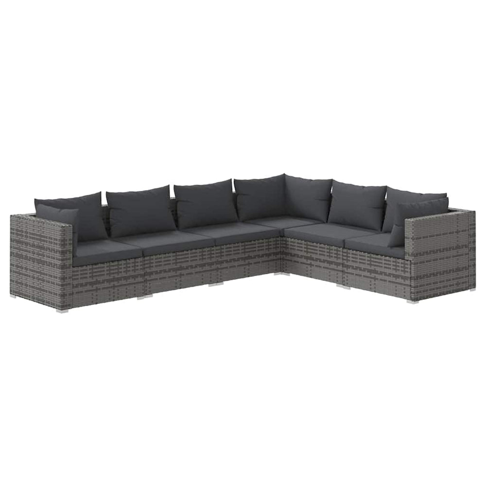 vidaXL Salon de jardin 6 pcs avec coussins résine tressée gris