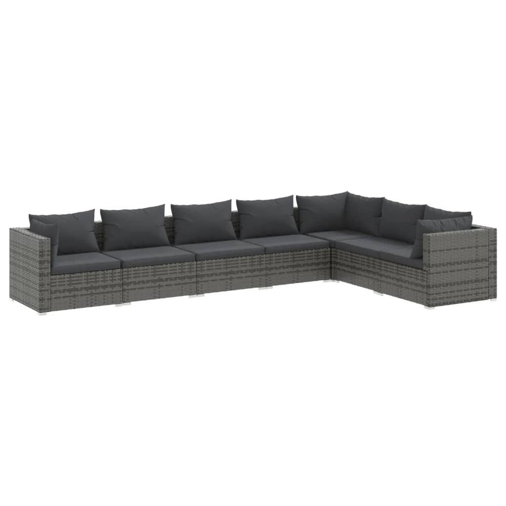 vidaXL Salon de jardin 7 pcs avec coussins résine tressée gris