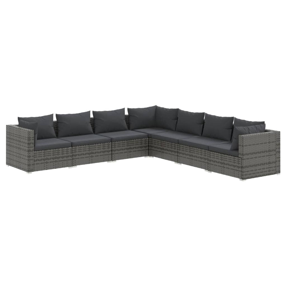 vidaXL Salon de jardin 7 pcs avec coussins résine tressée gris