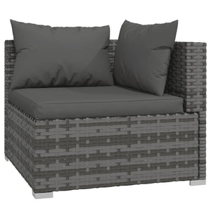 7-tlg. Garten-Lounge-Set mit Kissen Poly Rattan Grau