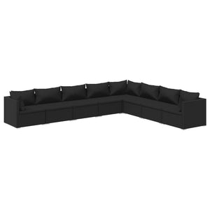 8-tlg. Garten-Lounge-Set mit Kissen Poly Rattan Schwarz