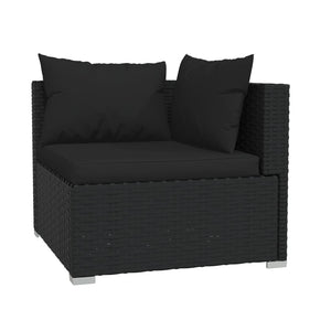 8-tlg. Garten-Lounge-Set mit Kissen Poly Rattan Schwarz