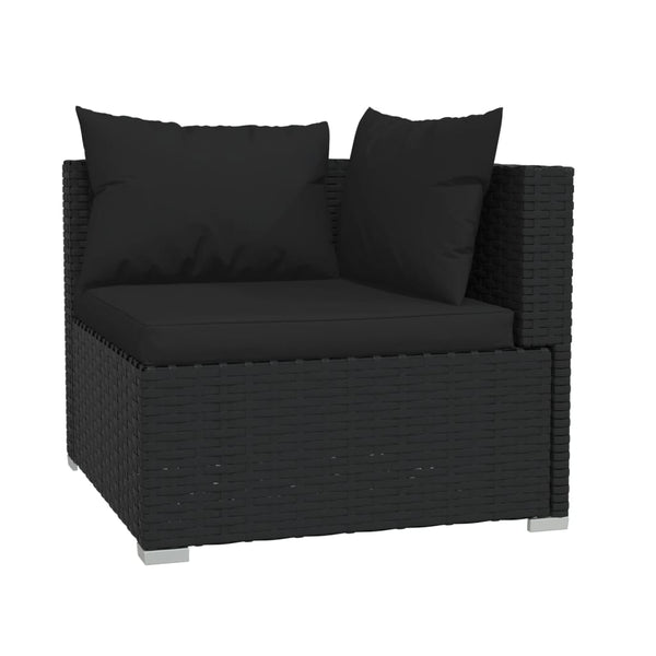 8-tlg. Garten-Lounge-Set mit Kissen Poly Rattan Schwarz
