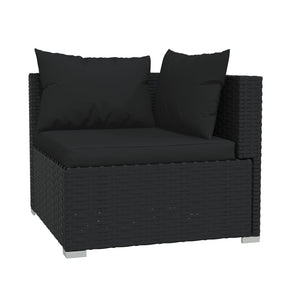 9-tlg. Garten-Lounge-Set mit Kissen Poly Rattan Schwarz