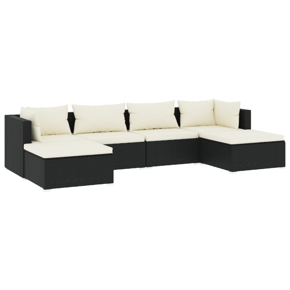 vidaXL Salon de jardin 6 pcs avec coussins résine tressée noir