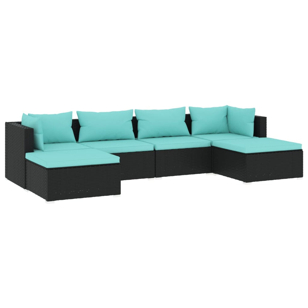 vidaXL Salon de jardin 6 pcs avec coussins résine tressée noir
