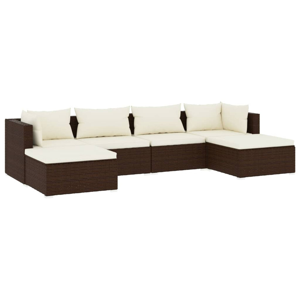 vidaXL Salon de jardin 6 pcs avec coussins résine tressée marron