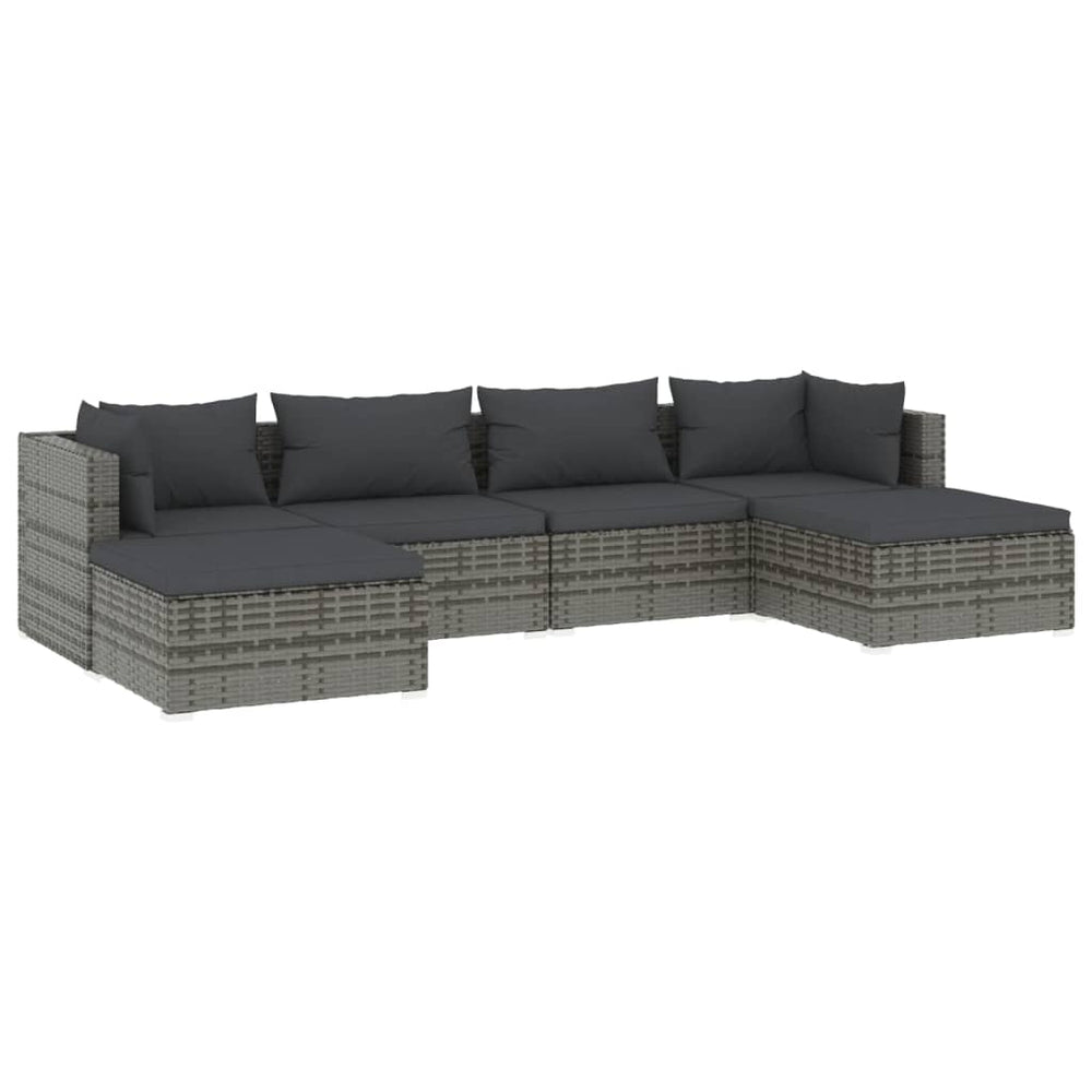 vidaXL Salon de jardin 6 pcs avec coussins résine tressée gris