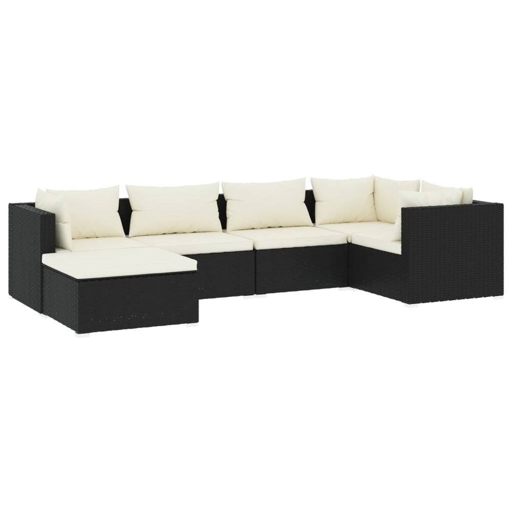 vidaXL Salon de jardin 6 pcs avec coussins résine tressée noir