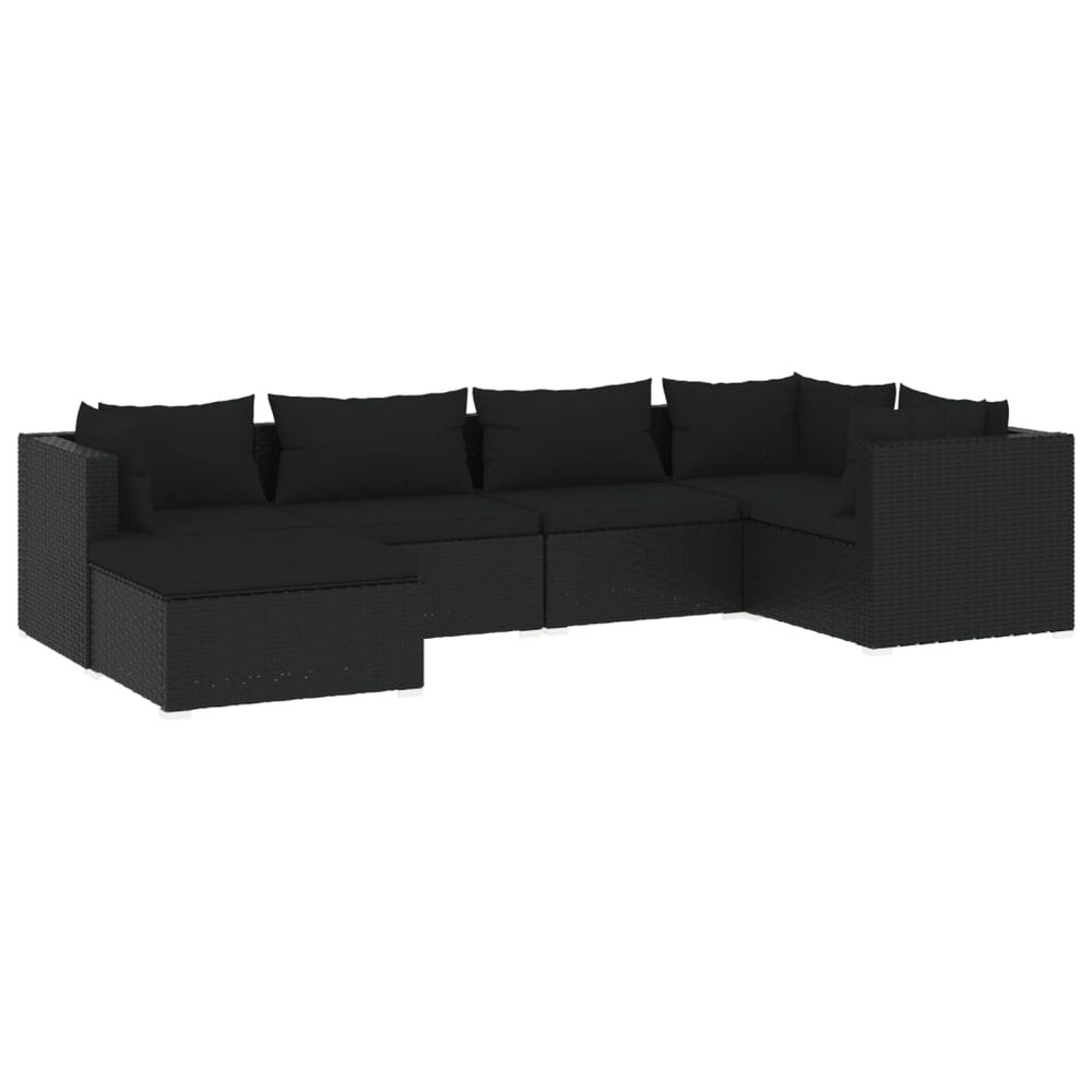 vidaXL Salon de jardin 6 pcs avec coussins résine tressée noir