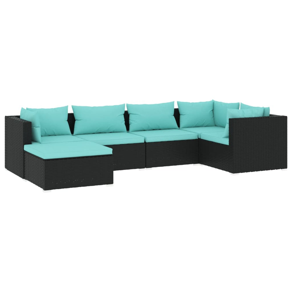 vidaXL Salon de jardin 6 pcs avec coussins résine tressée noir