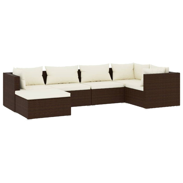 vidaXL Salon de jardin 6 pcs avec coussins résine tressée marron