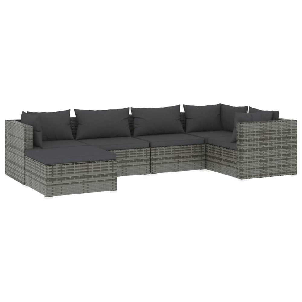 vidaXL Salon de jardin 6 pcs avec coussins résine tressée gris