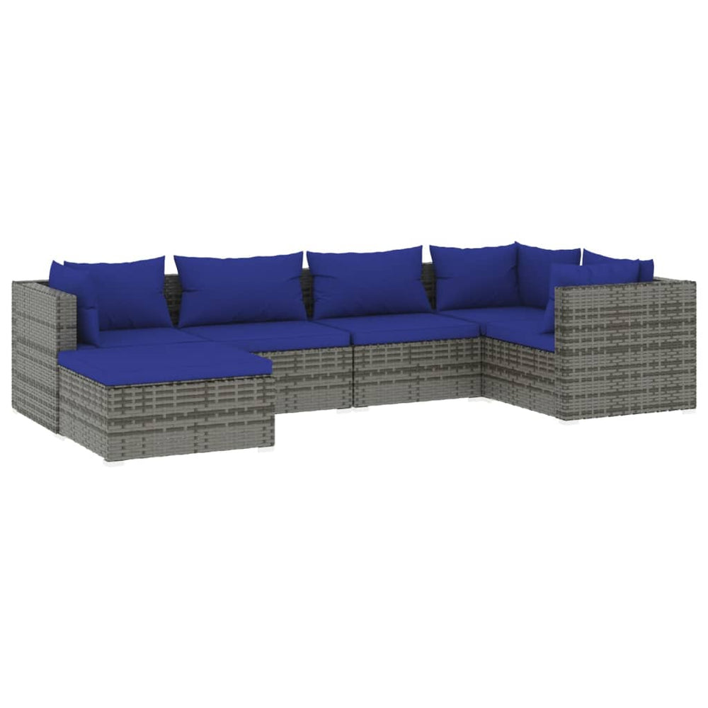 vidaXL Salon de jardin 6 pcs avec coussins résine tressée gris