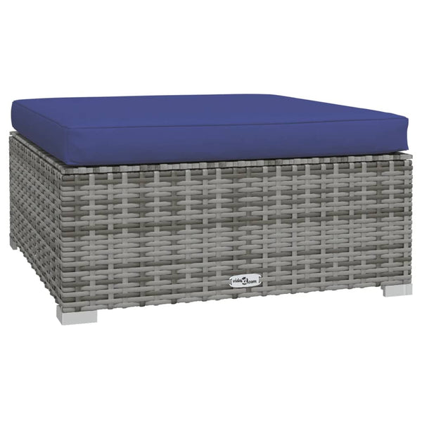 6-tlg. Garten-Lounge-Set mit Kissen Poly Rattan Grau