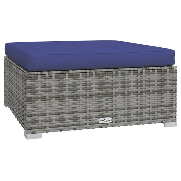 7-tlg. Garten-Lounge-Set mit Kissen Poly Rattan Grau