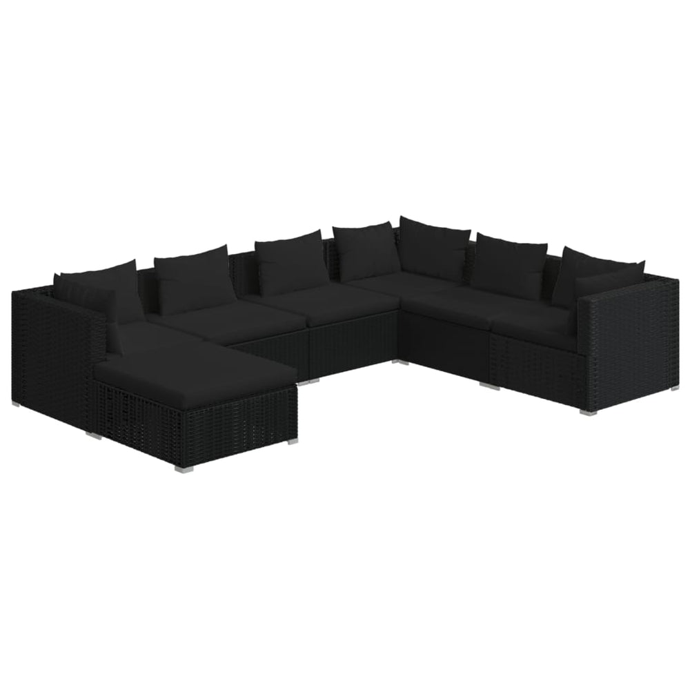 vidaXL Salon de jardin 7 pièces avec coussins résine tressée noir