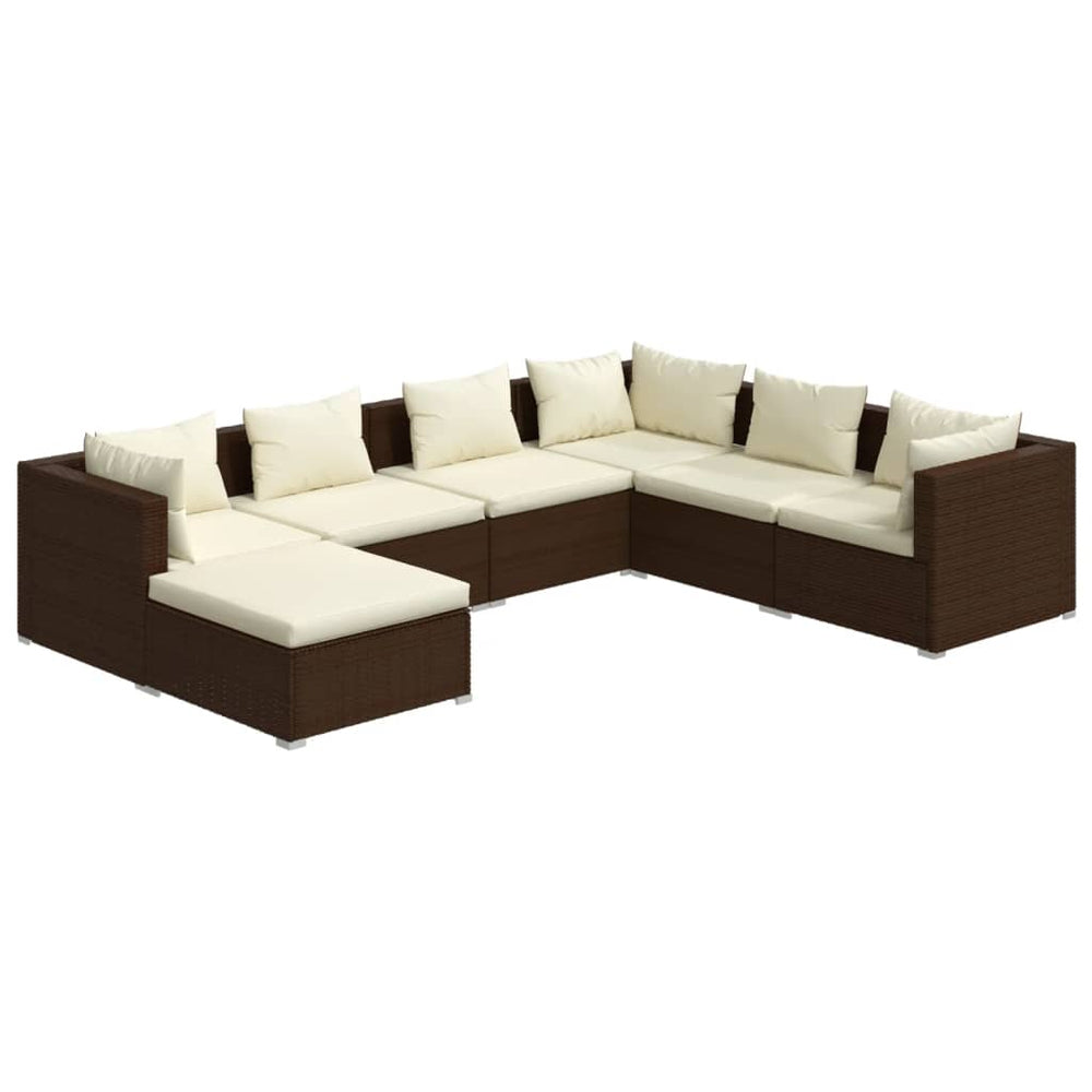 vidaXL Salon de jardin 7 pcs avec coussins résine tressée marron