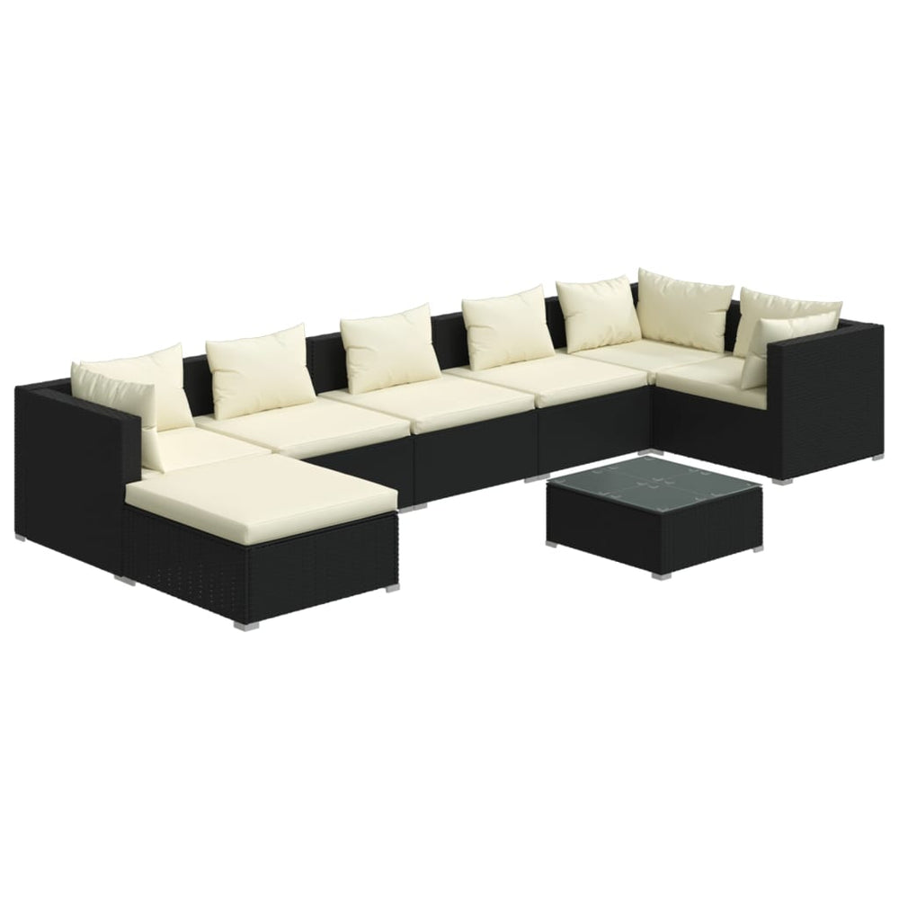 vidaXL Salon de jardin 8 pièces avec coussins résine tressée noir