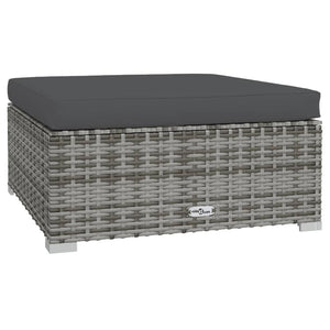 9-tlg. Garten-Lounge-Set mit Kissen Poly Rattan Grau